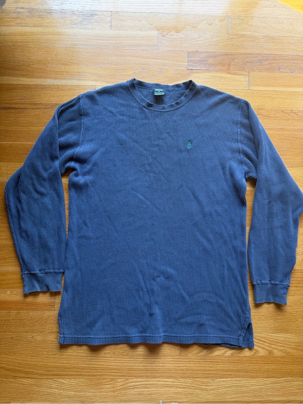 Vintage Polo Ralph Lauren Navy Blue Waffle Knit Long Sleeve Shirt - Size XL